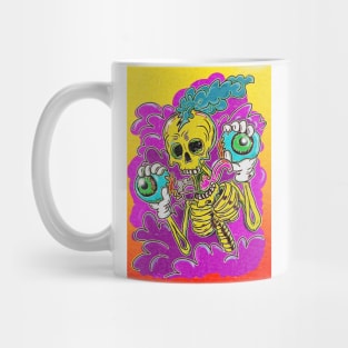 Psychedelic Skeleton holding eyeballs Mug
